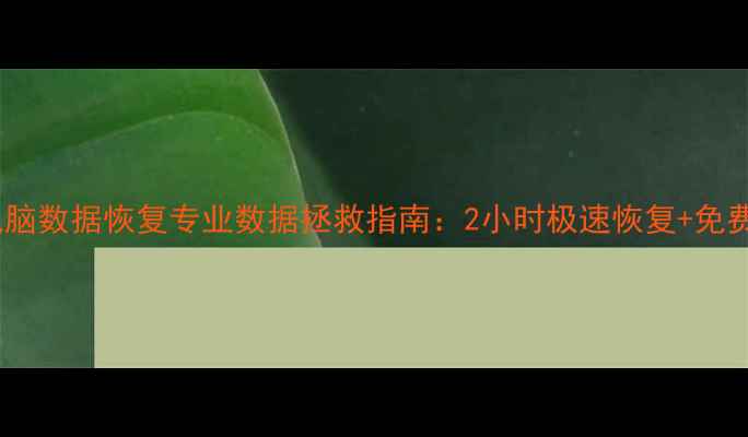 图片 三门峡电脑数据恢复专业数据拯救指南：2小时极速恢复+免费诊断！2
