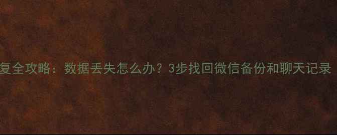 图片 微信聊天记录恢复全攻略：数据丢失怎么办？3步找回微信备份和聊天记录（附详细教程）1