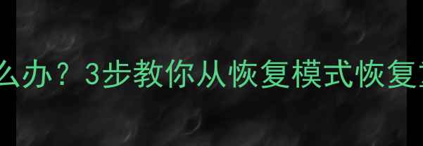 图片 恢复模式退出数据丢失怎么办？3步教你从恢复模式恢复重要文件（附完整教程）2