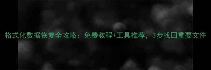 图片 格式化数据恢复全攻略：免费教程+工具推荐，3步找回重要文件