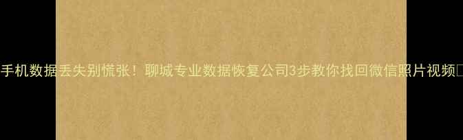 图片 📱手机数据丢失别慌张！聊城专业数据恢复公司3步教你找回微信照片视频📱1