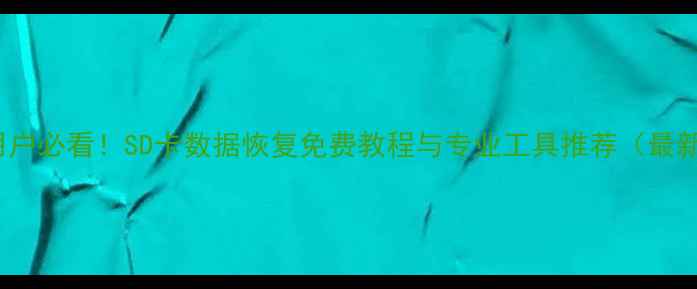 图片 Mac用户必看！SD卡数据恢复免费教程与专业工具推荐（最新版）