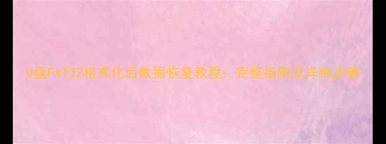 图片 U盘FAT32格式化后数据恢复教程：完整指南及详细步骤
