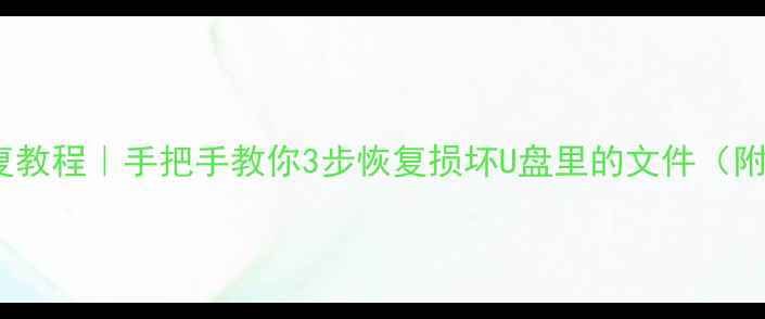 图片 U盘数据恢复教程｜手把手教你3步恢复损坏U盘里的文件（附修复工具）