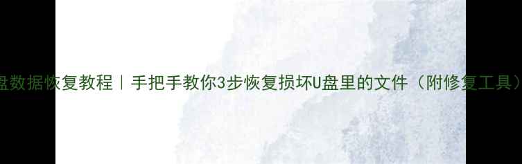 图片 U盘数据恢复教程｜手把手教你3步恢复损坏U盘里的文件（附修复工具）2