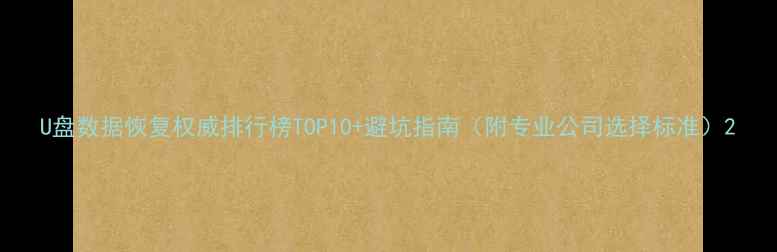 图片 U盘数据恢复权威排行榜TOP10+避坑指南（附专业公司选择标准）2