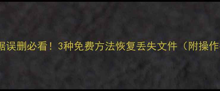 图片 U盘数据误删必看！3种免费方法恢复丢失文件（附操作指南）