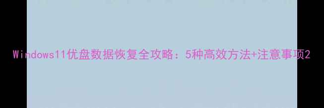 图片 Windows11优盘数据恢复全攻略：5种高效方法+注意事项2