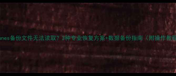 图片 iTunes备份文件无法读取？3种专业恢复方案+数据备份指南（附操作教程）