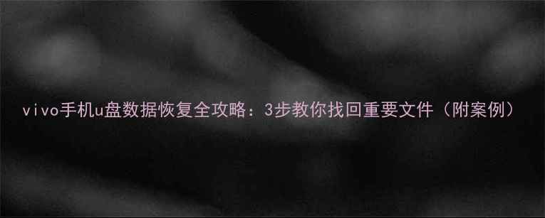 图片 vivo手机u盘数据恢复全攻略：3步教你找回重要文件（附案例）