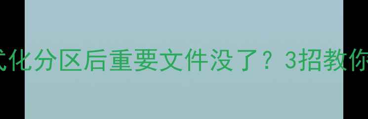 图片 ⚠️救命！格式化分区后重要文件没了？3招教你快速找回！💾1