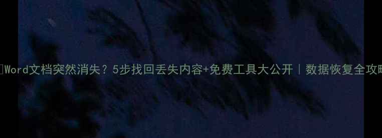 图片 ✨Word文档突然消失？5步找回丢失内容+免费工具大公开｜数据恢复全攻略