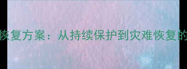图片 企业级数据恢复方案：从持续保护到灾难恢复的全流程指南