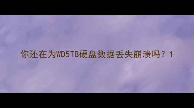 图片 你还在为WD5TB硬盘数据丢失崩溃吗？1
