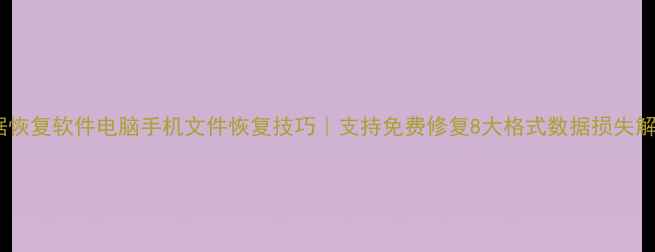 图片 八度数据恢复软件电脑手机文件恢复技巧｜支持免费修复8大格式数据损失解决方案1