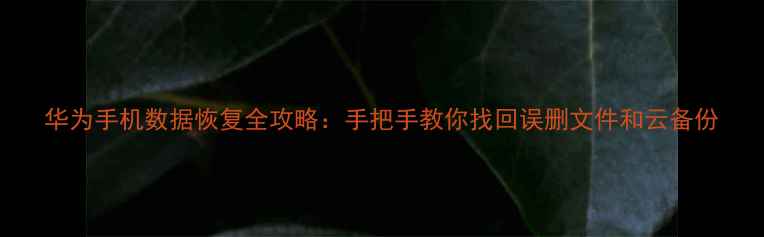 图片 华为手机数据恢复全攻略：手把手教你找回误删文件和云备份