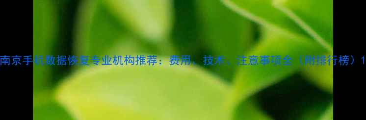 图片 南京手机数据恢复专业机构推荐：费用、技术、注意事项全（附排行榜）1