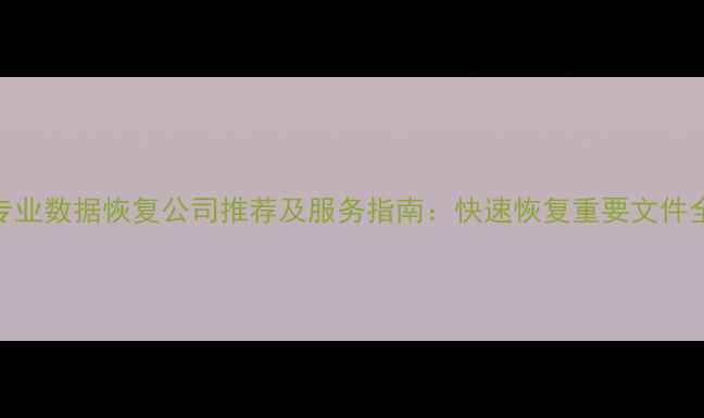 图片 合肥专业数据恢复公司推荐及服务指南：快速恢复重要文件全攻略