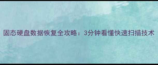 图片 固态硬盘数据恢复全攻略：3分钟看懂快速扫描技术