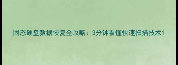 图片 固态硬盘数据恢复全攻略：3分钟看懂快速扫描技术1
