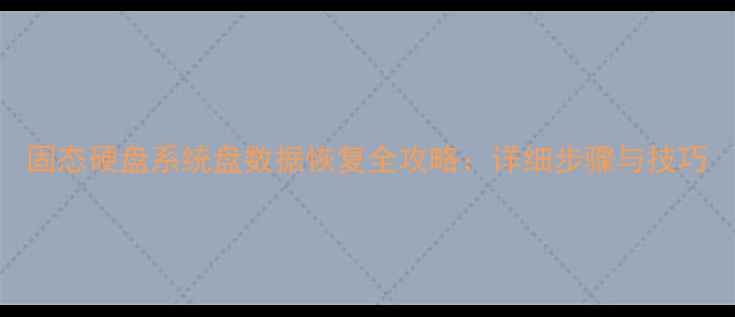 图片 固态硬盘系统盘数据恢复全攻略：详细步骤与技巧