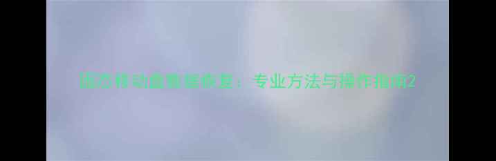 图片 固态移动盘数据恢复：专业方法与操作指南2