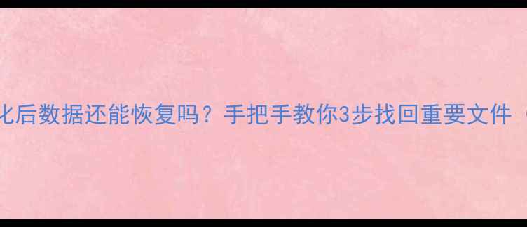 图片 多次格式化后数据还能恢复吗？手把手教你3步找回重要文件（附教程）