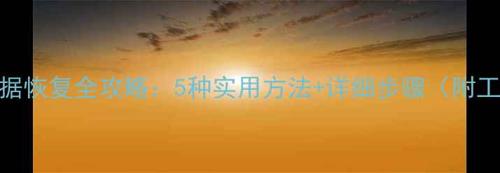 图片 存储卡数据恢复全攻略：5种实用方法+详细步骤（附工具推荐）