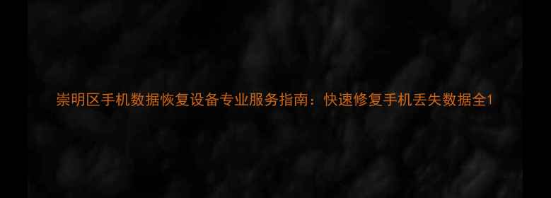 图片 崇明区手机数据恢复设备专业服务指南：快速修复手机丢失数据全1
