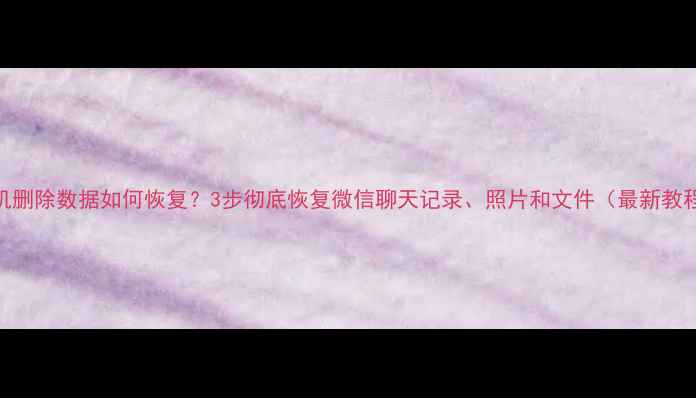 图片 手机删除数据如何恢复？3步彻底恢复微信聊天记录、照片和文件（最新教程）
