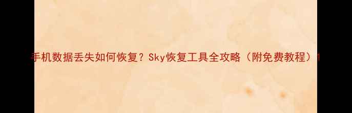 图片 手机数据丢失如何恢复？Sky恢复工具全攻略（附免费教程）1