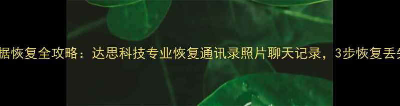 图片 手机数据恢复全攻略：达思科技专业恢复通讯录照片聊天记录，3步恢复丢失数据2