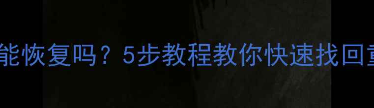 图片 手机照片电脑文件被删还能恢复吗？5步教程教你快速找回重要数据（附工具推荐）2