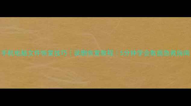 图片 手机电脑文件恢复技巧｜误删恢复教程｜5分钟学会数据急救指南