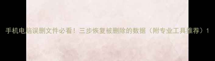 图片 手机电脑误删文件必看！三步恢复被删除的数据（附专业工具推荐）1