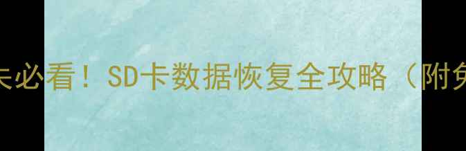 图片 手机相册照片视频丢失必看！SD卡数据恢复全攻略（附免费工具+操作步骤）2