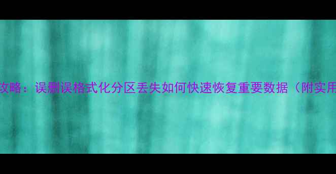 图片 数据恢复全攻略：误删误格式化分区丢失如何快速恢复重要数据（附实用工具推荐）