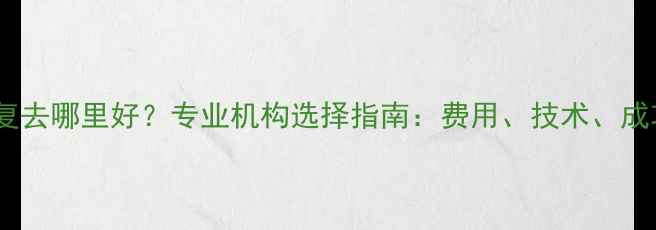 图片 数据恢复去哪里好？专业机构选择指南：费用、技术、成功率全1