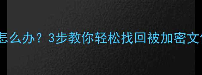 图片 数据恢复密码忘记怎么办？3步教你轻松找回被加密文件（附详细教程）1