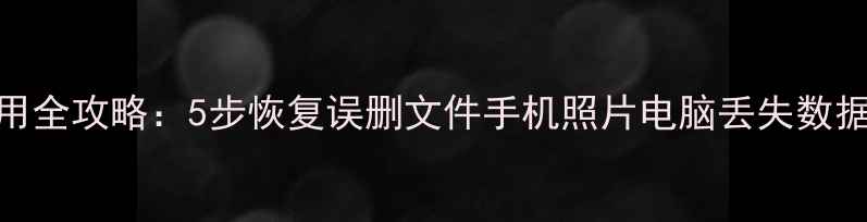 图片 数据恢复精灵使用全攻略：5步恢复误删文件手机照片电脑丢失数据（附详细教程）