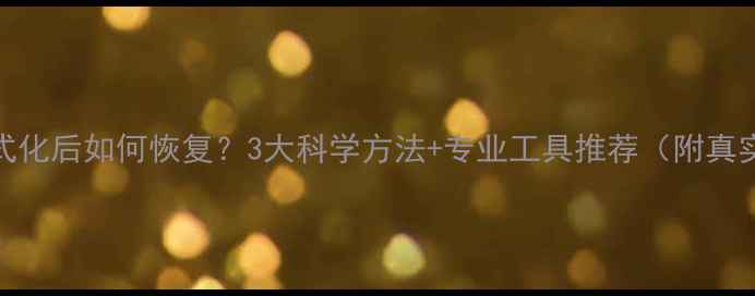 图片 数据格式化后如何恢复？3大科学方法+专业工具推荐（附真实案例）