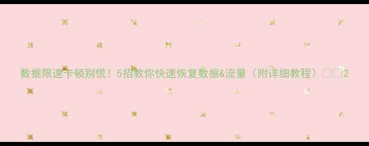 图片 数据限速卡顿别慌！5招教你快速恢复数据&流量（附详细教程）💻🚀2