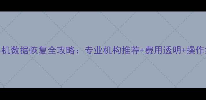 图片 旧手机数据恢复全攻略：专业机构推荐+费用透明+操作指南