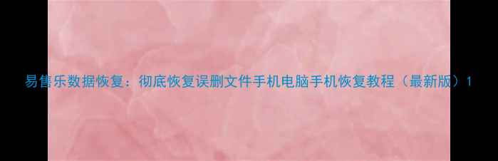 图片 易售乐数据恢复：彻底恢复误删文件手机电脑手机恢复教程（最新版）1