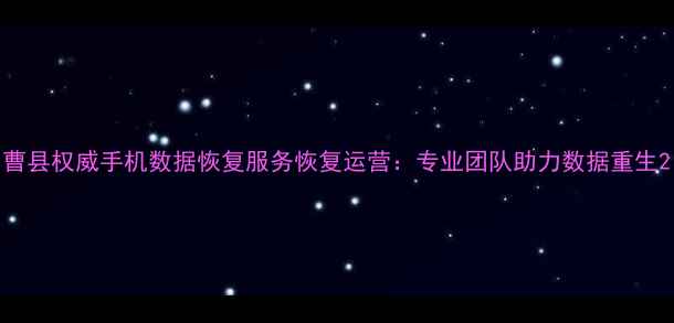 图片 曹县权威手机数据恢复服务恢复运营：专业团队助力数据重生2