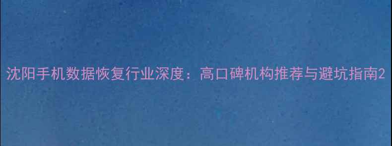 图片 沈阳手机数据恢复行业深度：高口碑机构推荐与避坑指南2