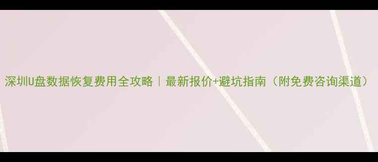 图片 深圳U盘数据恢复费用全攻略｜最新报价+避坑指南（附免费咨询渠道）