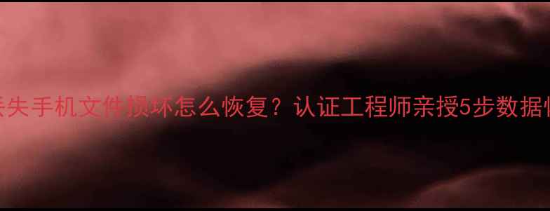 图片 电脑数据丢失手机文件损坏怎么恢复？认证工程师亲授5步数据恢复全流程