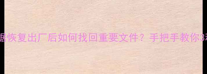 图片 电脑硬盘数据恢复出厂后如何找回重要文件？手把手教你3种专业方法2