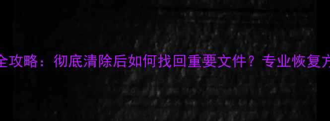 图片 硬盘数据恢复全攻略：彻底清除后如何找回重要文件？专业恢复方法与注意事项